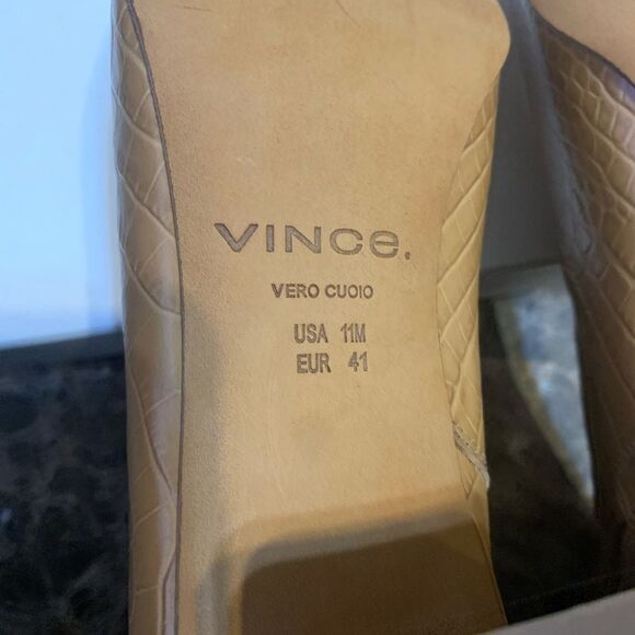 Vince Koren Croc-Embossed Leather Ankle Boots Size 11M Tan Brand new - Picture 11 of 13